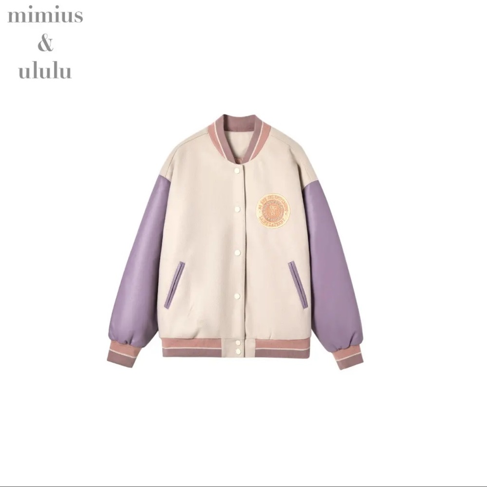Red- Embroidered-Detail Baseball/Bomber Jacket